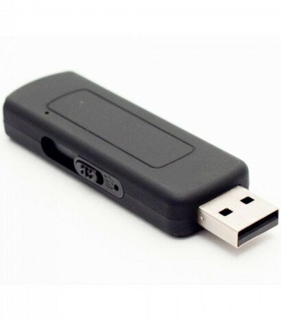 Stick USB Spion Reportofon iUni STK97, Activare vocala, Memorie interna 8GB, Negru